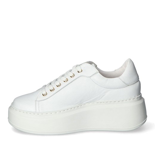 Buty sportowe damskie białe Karino sneakersy na wiosnę sznurowane na platformie 