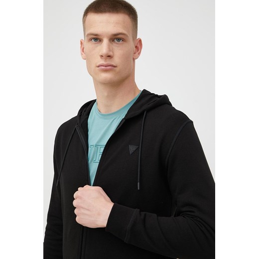 Guess bluza ALDWIN męska kolor czarny z kapturem gładka Z2YQ28 KAIJ1 ze sklepu ANSWEAR.com w kategorii Bluzy męskie - zdjęcie 170313856