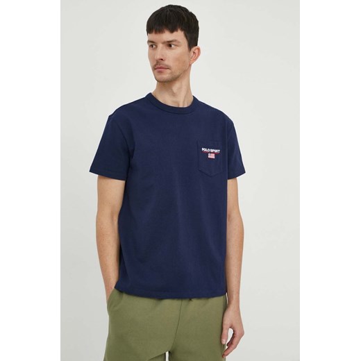 Polo Ralph Lauren t-shirt bawełniany męski kolor granatowy z aplikacją 710938452 ze sklepu ANSWEAR.com w kategorii T-shirty męskie - zdjęcie 170314165
