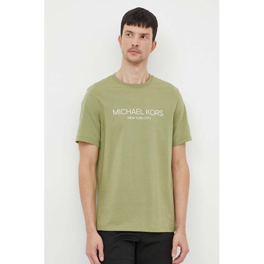 Michael Kors t-shirt bawełniany męski kolor zielony z nadrukiem ze sklepu ANSWEAR.com w kategorii T-shirty męskie - zdjęcie 170314187