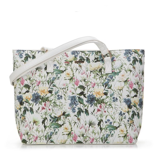 Torebka shopperka z ekoskóry w kwiaty biała ze sklepu WITTCHEN w kategorii Torby Shopper bag - zdjęcie 170314867