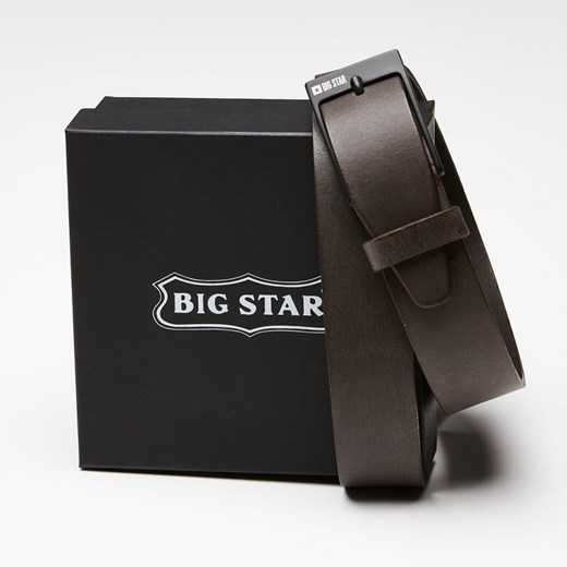 Skórzany pasek męski Big Star Shoes HH674136 115cm brązowy ze sklepu ButyButy.pl w kategorii Paski męskie - zdjęcie 170316148