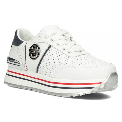 Skórzane sneakersy Filippo DP3538/23 WH/NV białe ze sklepu ButyButy.pl w kategorii Buty sportowe damskie - zdjęcie 170316355