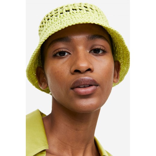 H & M - Słomkowy kapelusz o wyglądzie szydełkowej robótki - Żółty H & M 56 H&M
