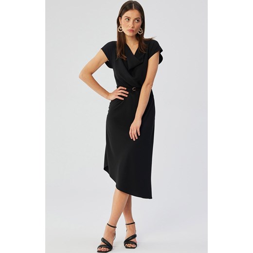 Czarna sukienka asymetryczna z dekoltem typu woda S362, Kolor czarny, Rozmiar L, Stylove ze sklepu Primodo w kategorii Sukienki - zdjęcie 170320856