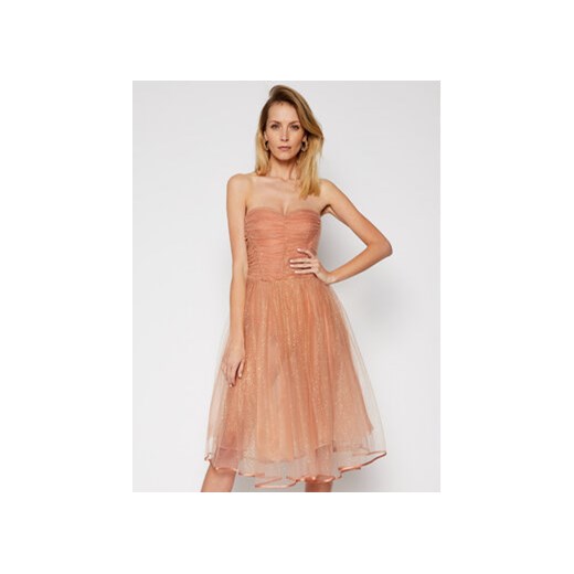 Elisabetta Franchi Sukienka koktajlowa AB-067-07E2-V469 Różowy Slim Fit ze sklepu MODIVO w kategorii Sukienki - zdjęcie 170323018