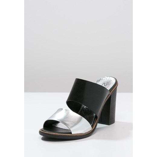Zign Klapki silver/nero zalando czarny skóra ekologiczna