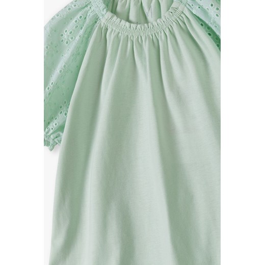 Bluzka dziewczęca zielona Max & Mia By 5.10.15. z krótkim rękawem z tkaniny 