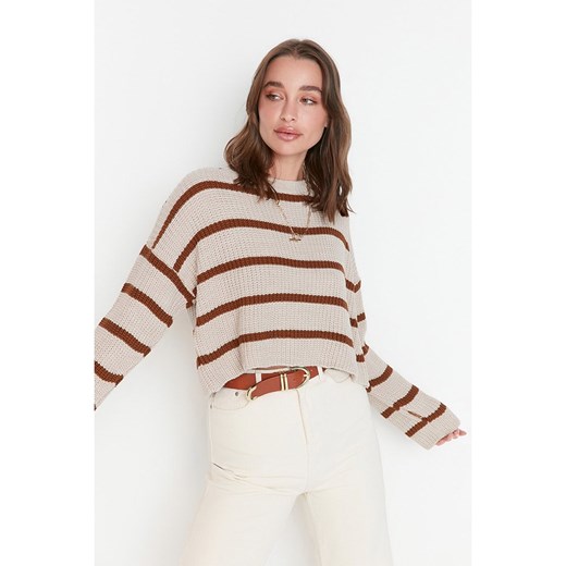 trendyol Sweter w kolorze jasnoróżowo-brązowym ze sklepu Limango Polska w kategorii Swetry damskie - zdjęcie 170328277