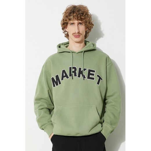 Market bluza bawełniana Community Garden Hoodie męska kolor zielony z kapturem z aplikacją 397000580 ze sklepu PRM w kategorii Bluzy męskie - zdjęcie 170329576