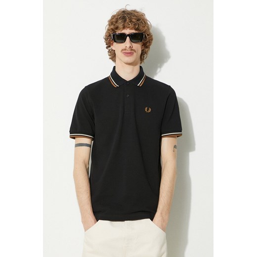 Fred Perry polo bawełniane Twin Tipped Shirt kolor czarny z aplikacją M12.U57 ze sklepu PRM w kategorii T-shirty męskie - zdjęcie 170329726
