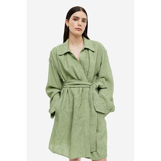 H & M - Tkaninowa sukienka kopertowa - Zielony H & M L H&M