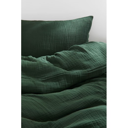 H & M - Komplet muślinowej pościeli pojedynczej - Zielony ze sklepu H&M w kategorii Pościele - zdjęcie 170335377