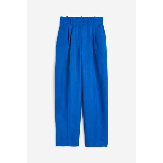 H & M - Zwężane spodnie z domieszką lnu - Niebieski ze sklepu H&M w kategorii Spodnie damskie - zdjęcie 170335505