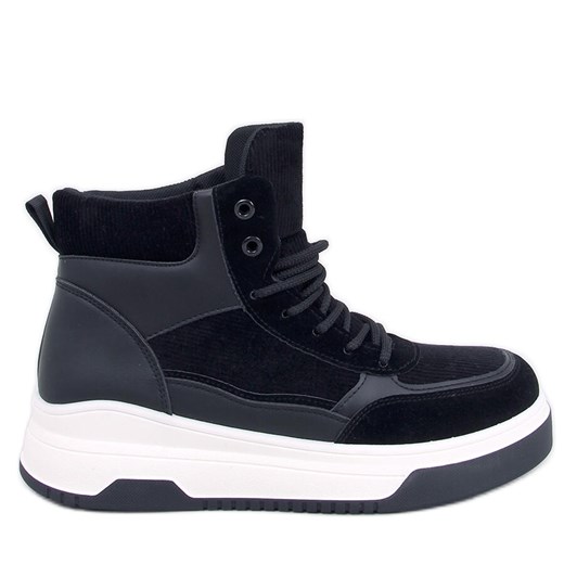 Sneakersy za kostkę Riess Black czarne ze sklepu ButyModne.pl w kategorii Trampki damskie - zdjęcie 170335659