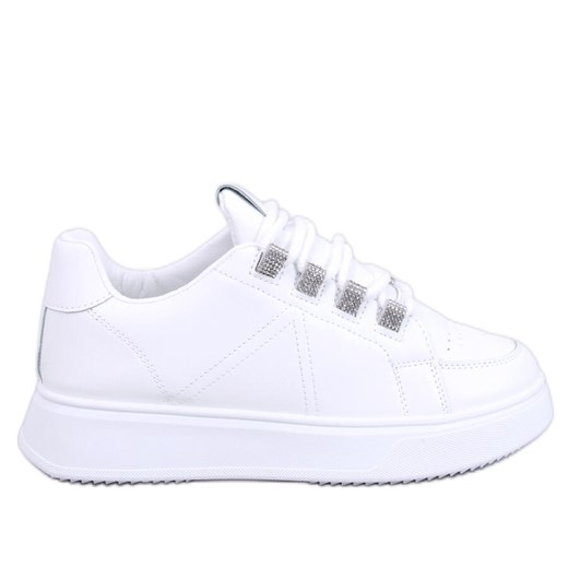 Sneakersy z grubymi sznurówkami Sadri White białe ze sklepu ButyModne.pl w kategorii Trampki damskie - zdjęcie 170335665
