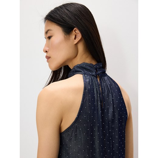 Reserved - Sukienka mini z dekoltem halter - granatowy Reserved M Reserved