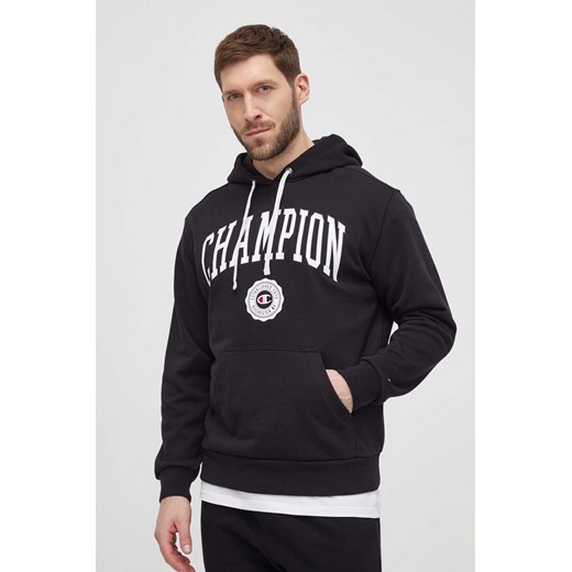 Champion bluza męska kolor czarny z kapturem z nadrukiem 219830 ze sklepu ANSWEAR.com w kategorii Bluzy męskie - zdjęcie 170339627