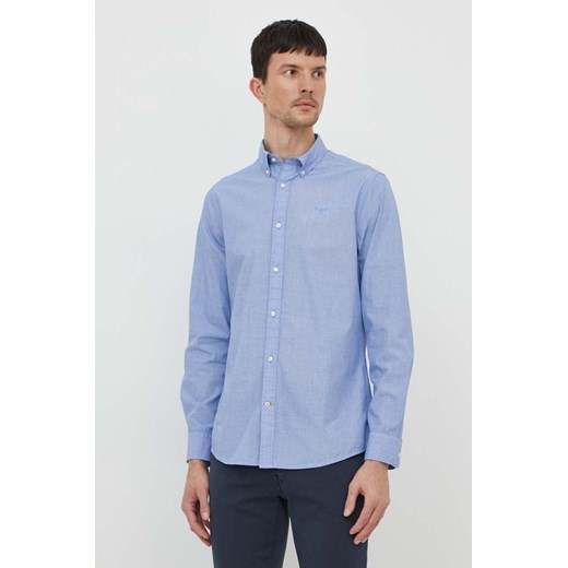 Barbour koszula bawełniana męska kolor niebieski regular z kołnierzykiem button-down ze sklepu ANSWEAR.com w kategorii Koszule męskie - zdjęcie 170339656