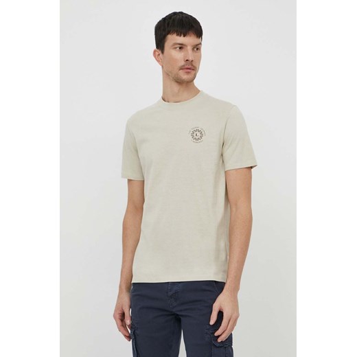 Lindbergh t-shirt bawełniany męski kolor beżowy z nadrukiem XXL ANSWEAR.com