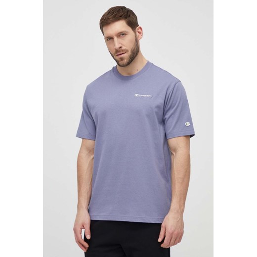 Champion t-shirt bawełniany męski kolor fioletowy gładki 219787 ze sklepu ANSWEAR.com w kategorii T-shirty męskie - zdjęcie 170339858