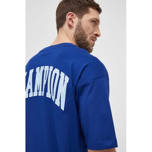 Champion t-shirt bawełniany męski kolor niebieski z nadrukiem 219855 ze sklepu ANSWEAR.com w kategorii T-shirty męskie - zdjęcie 170339888