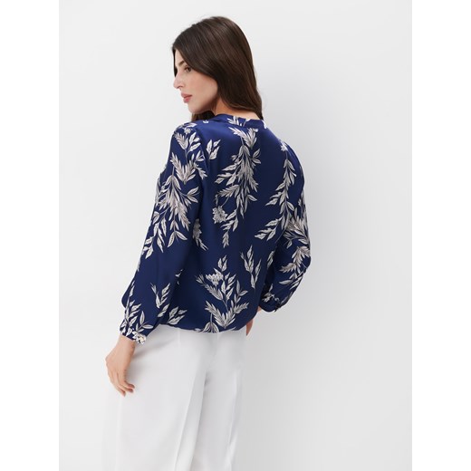 Mohito - Granatowa bluzka z dekoltem V - granatowy Mohito 42 Mohito