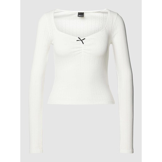 Bluzka z długim rękawem i ozdobną kokardą model ‘Naya’ Gina Tricot XL Peek&Cloppenburg 