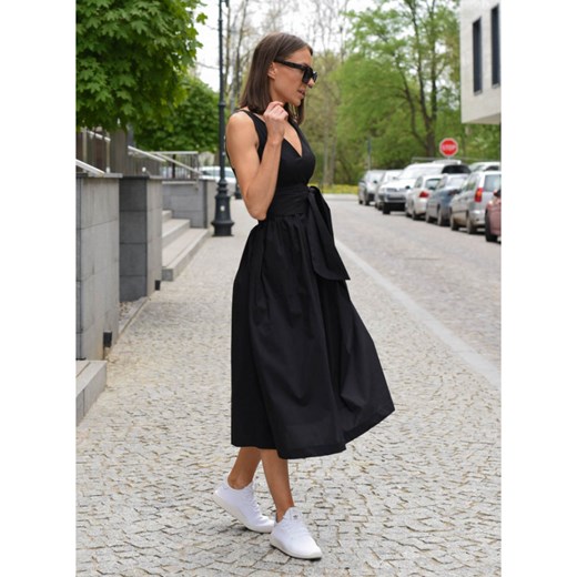 Sukienka Klara z szeroką szarfą czarna ze sklepu forseti.net.pl w kategorii Sukienki - zdjęcie 170343368