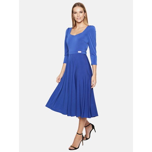 Niebieska sukienka rozkloszowana midi L'AF Santana ze sklepu Eye For Fashion w kategorii Sukienki - zdjęcie 170343425