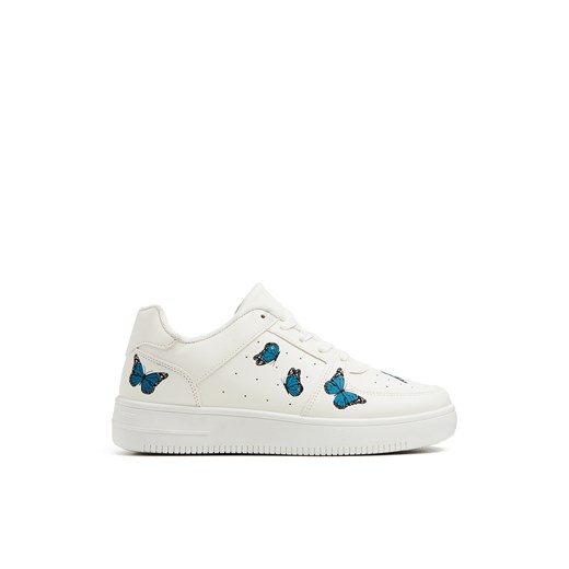 Cropp - Białe sneakersy w motylki - niebieski ze sklepu Cropp w kategorii Buty sportowe damskie - zdjęcie 170343477