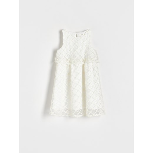 Reserved - Błyszcząca sukienka z cekinami - złamana biel ze sklepu Reserved w kategorii Sukienki dziewczęce - zdjęcie 170343837