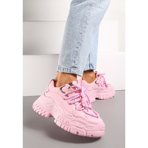 Różowe Sneakersy z Grubymi Sznurówkami na Niskiej Platformie Lasandre ze sklepu renee.pl w kategorii Buty sportowe damskie - zdjęcie 170344207