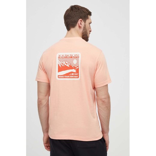 Napapijri t-shirt bawełniany S-Gouin męski kolor różowy z nadrukiem NP0A4HTQP1I1 ze sklepu ANSWEAR.com w kategorii T-shirty męskie - zdjęcie 170345198
