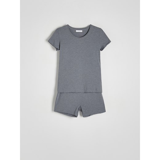 Reserved - Dwuczęściowa piżama z wiskozą - szary ze sklepu Reserved w kategorii Piżamy damskie - zdjęcie 170382635
