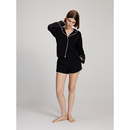 Reserved - Dwuczęściowa piżama z kontrastową lamówką - czarny ze sklepu Reserved w kategorii Piżamy damskie - zdjęcie 170386077