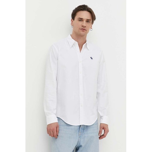 Abercrombie &amp; Fitch koszula męska kolor biały regular z kołnierzykiem Abercrombie & Fitch L ANSWEAR.com
