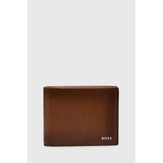BOSS portfel skórzany męski kolor brązowy 50517241 ze sklepu ANSWEAR.com w kategorii Portfele męskie - zdjęcie 170394319