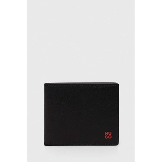 HUGO portfel skórzany męski kolor czarny 50519248 ze sklepu ANSWEAR.com w kategorii Portfele męskie - zdjęcie 170394338