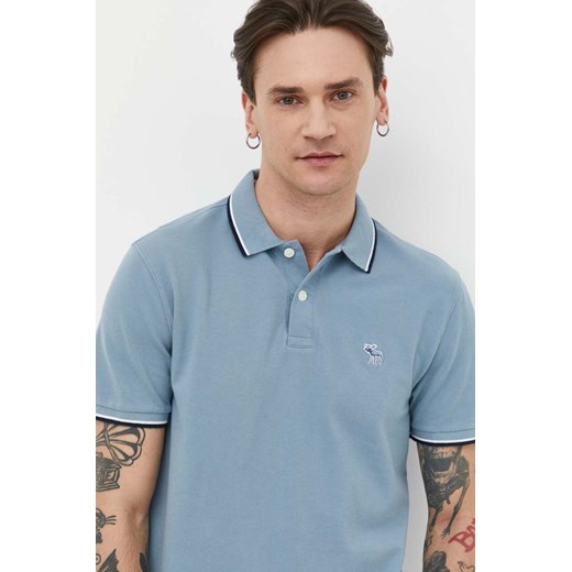 Abercrombie &amp; Fitch polo męski kolor niebieski z aplikacją Abercrombie & Fitch S ANSWEAR.com