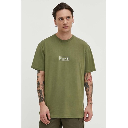 Vans t-shirt bawełniany męski kolor zielony z nadrukiem ze sklepu ANSWEAR.com w kategorii T-shirty męskie - zdjęcie 170394617