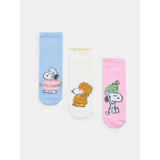 Sinsay - Skarpetki bawełniane Snoopy 3 pack - wielobarwny Sinsay 36/38 okazyjna cena Sinsay