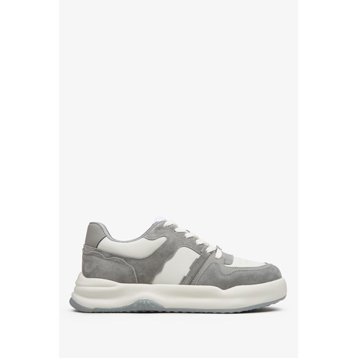 Estro: Szaro-białe sneakersy damskie ze skóry i zamszu Estro 38 Estro