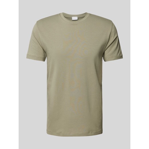 T-shirt z prążkowanym okrągłym dekoltem ze sklepu Peek&Cloppenburg  w kategorii T-shirty męskie - zdjęcie 170395799