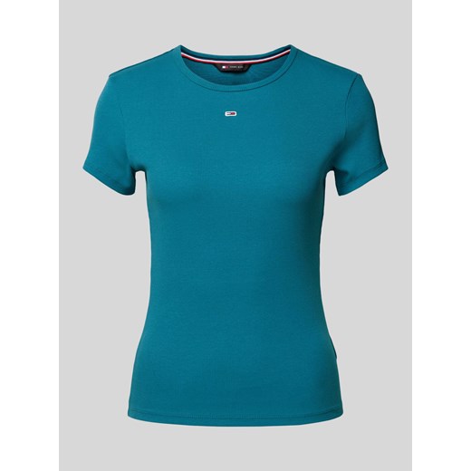 T-shirt o kroju slim fit z efektem prążkowania model ‘ESSENTIAL’ ze sklepu Peek&Cloppenburg  w kategorii Bluzki damskie - zdjęcie 170395929