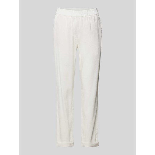 Spodnie lniane o kroju regular fit z elastycznym pasem ze sklepu Peek&Cloppenburg  w kategorii Spodnie damskie - zdjęcie 170396225