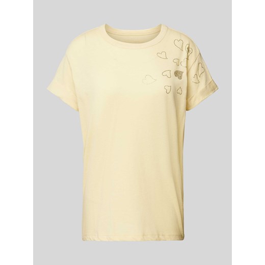 T-shirt z obszyciem kamieniami stras model ‘ANYA’ ze sklepu Peek&Cloppenburg  w kategorii Bluzki damskie - zdjęcie 170396297