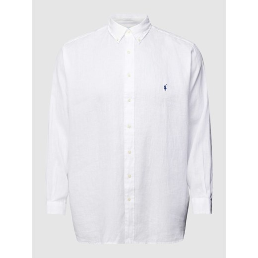 Koszula lniana PLUS SIZE o kroju straight fit z wyhaftowanym logo ze sklepu Peek&Cloppenburg  w kategorii Koszule męskie - zdjęcie 170396588
