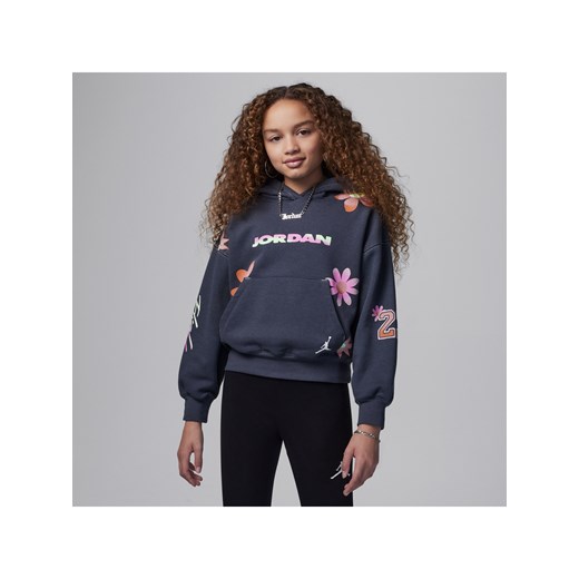 Bluza z kapturem dla dużych dzieci Jordan Deloris Jordan Flower - Szary ze sklepu Nike poland w kategorii Bluzy dziewczęce - zdjęcie 170398266