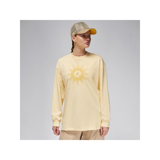 Damski T-shirt o kroju oversize z długim rękawem Jordan Flight - Brązowy ze sklepu Nike poland w kategorii Bluzki damskie - zdjęcie 170398267